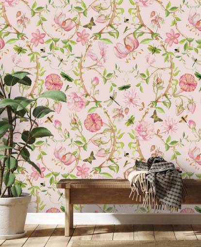 papel pintado floral rosa papel pintado floral rosa