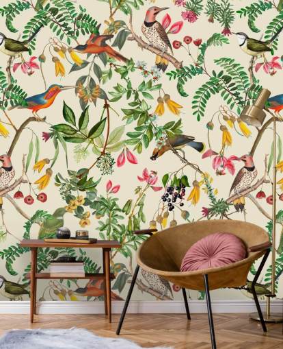 bunte Vögel Tapete