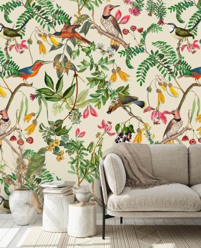 carta da parati uccelli colorati