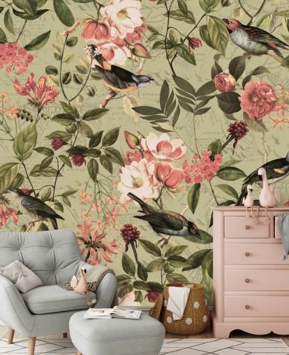 vogels en bloemen behang vogels en bloemen behang