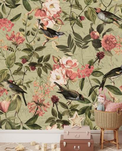 birds and flowers wallpaper