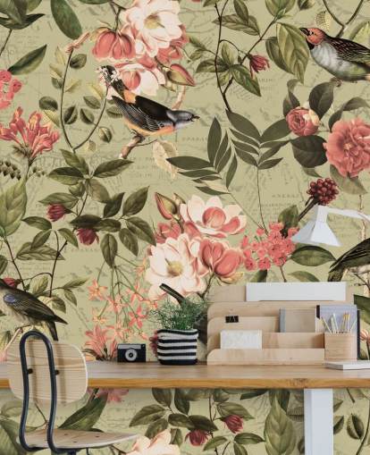 papier peint oiseaux et fleurs papier peint oiseaux et fleurs