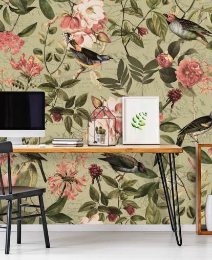 birds and flowers wallpaper