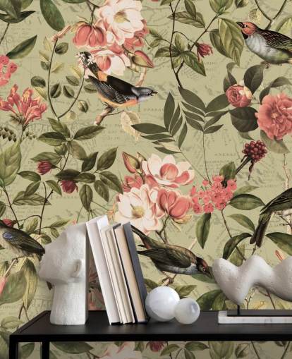 birds and flowers wallpaper