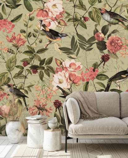 papier peint oiseaux et fleurs papier peint oiseaux et fleurs