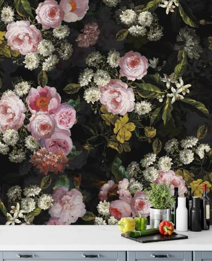 roses roses et fleurs jaunes sur fond d'écran foncé roses roses et fleurs jaunes sur fond d'écran foncé