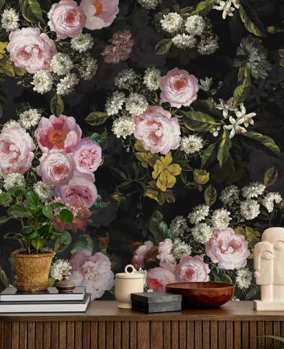 pink roses and yellow flowers on dark background wallpaper pink roses and yellow flowers on dark background wallpaper