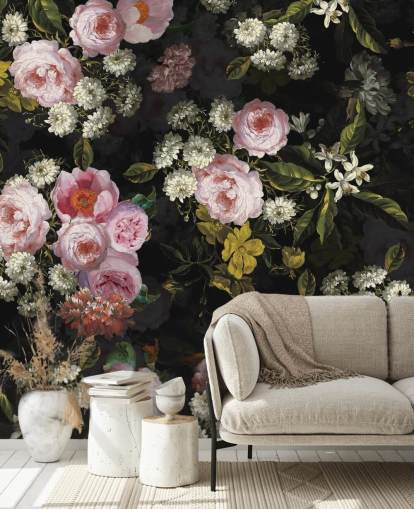 rosa roser og gule blomster på mørk bakgrunn bakgrunn rosa roser og gule blomster på mørk bakgrunn bakgrunn