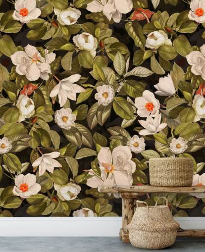 white and orange flowers, green leave background metal prints white and orange flowers, green leave background metal prints