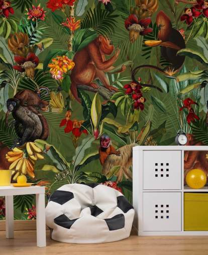 monkies in een jungle behang monkies in een jungle behang