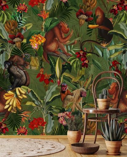 monkies in a jungle wallpaper