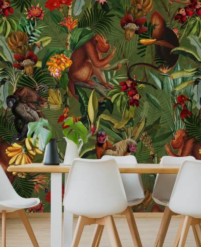 monkies i en jungle tapet