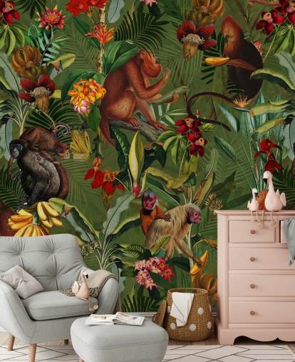 fond d'écran singes dans une jungle