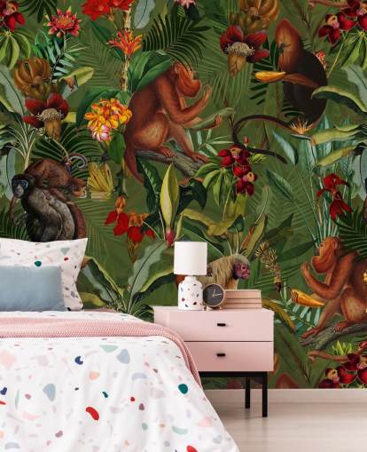 monkies i en jungle tapet