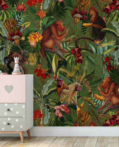 monkies in a jungle wallpaper