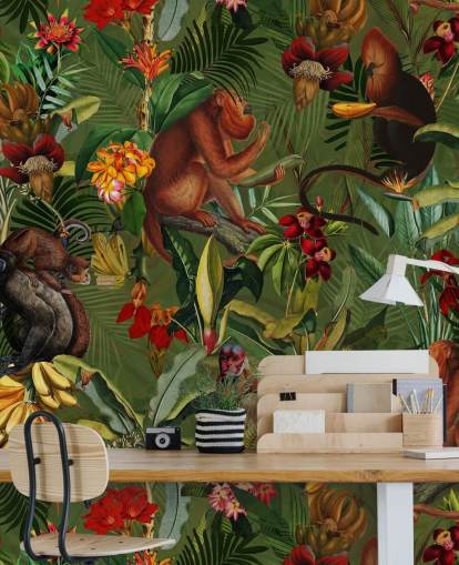 fond d'écran singes dans une jungle