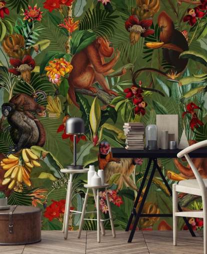 monkies i en jungle tapet