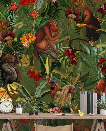 monkies in a jungle wallpaper