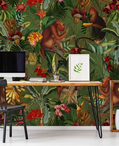 monkies in a jungle wallpaper