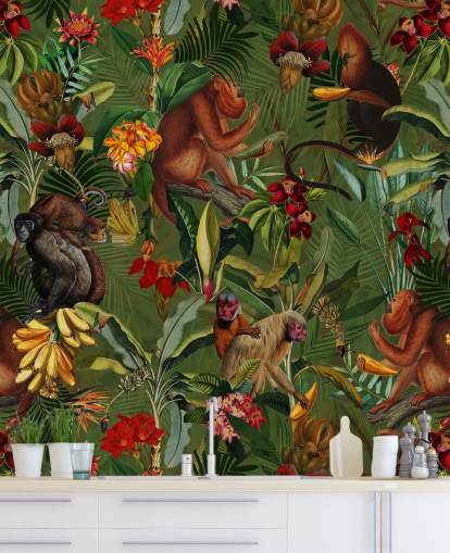 monkies in einem dschungel-Tapete