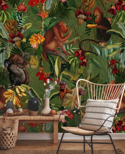 monkies in a jungle wallpaper