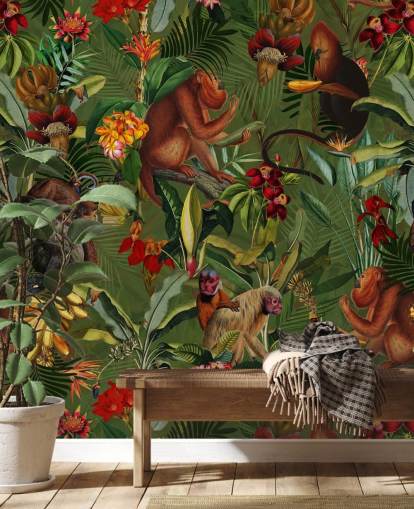 papel de parede monkies in a jungle