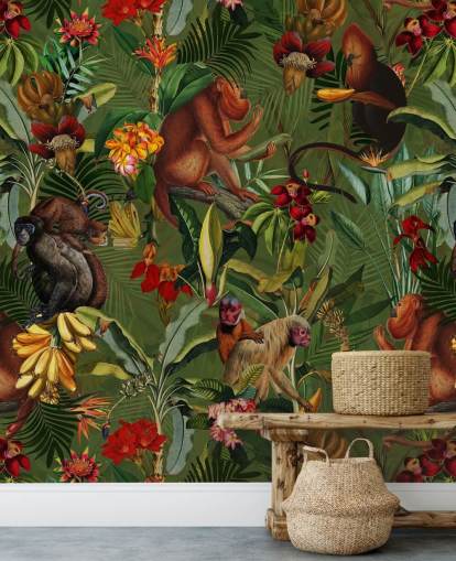 monkies i en jungle tapet