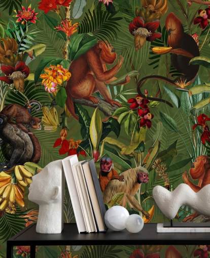monkies i en jungle tapet