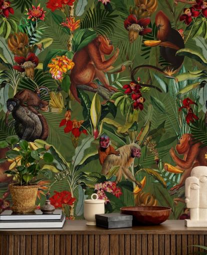 monkies in a jungle wallpaper