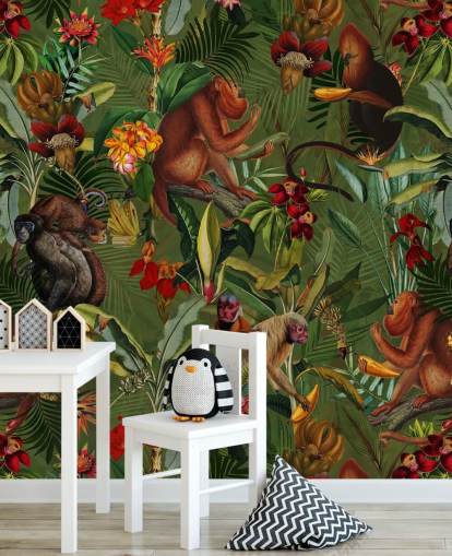 monkies in a jungle wallpaper