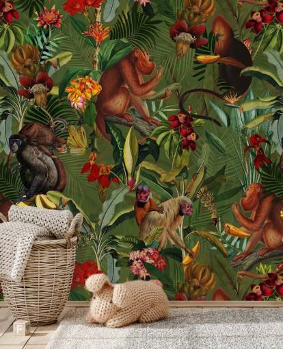 monkies in a jungle wallpaper