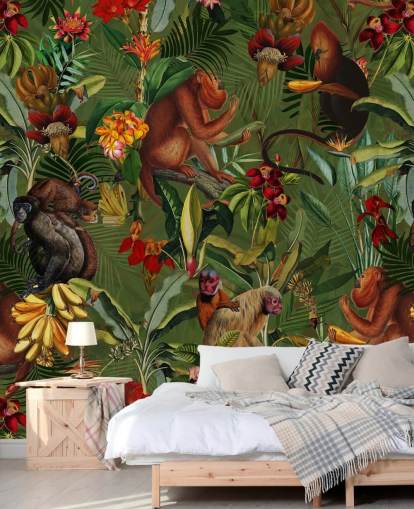 monkies i en jungle tapet