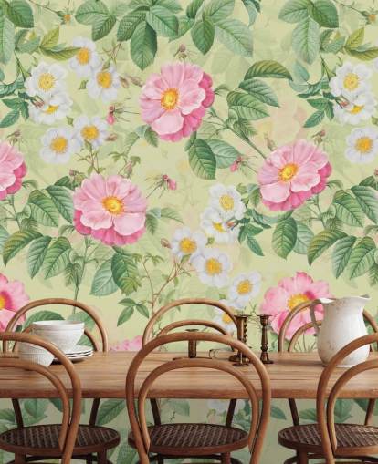 lyserøde blomster og blade tapet lyserøde blomster og blade tapet