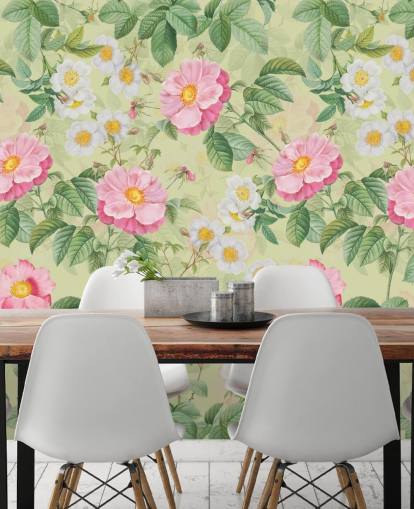 pink flowers and leaves wallpaper