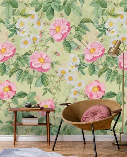 papel de parede de flores e folhas rosa papel de parede de flores e folhas rosa