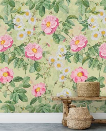 papel pintado flores y hojas rosas papel pintado flores y hojas rosas