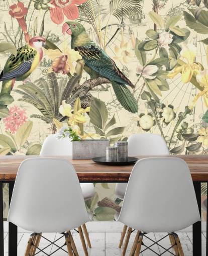 birds and flowers wallpaper