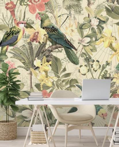 birds and flowers wallpaper