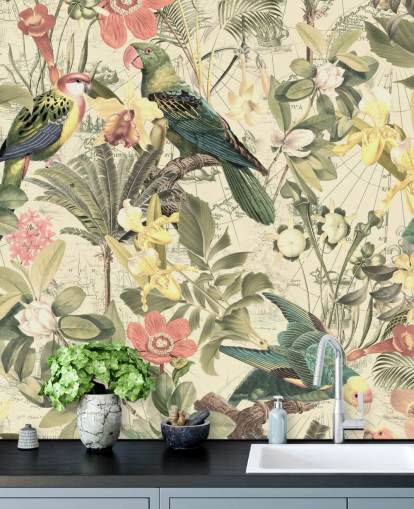 birds and flowers wallpaper