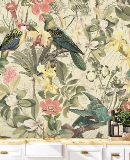 birds and flowers wallpaper