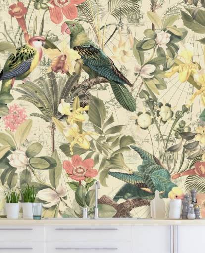 birds and flowers wallpaper