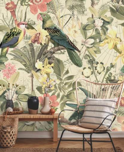 birds and flowers wallpaper