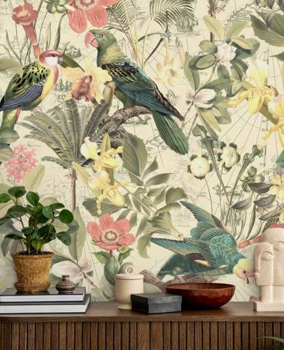 birds and flowers wallpaper
