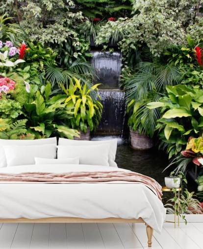 water feature and flowers wallpaper