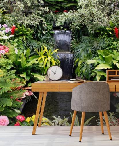 recurso de água e flores papel de parede