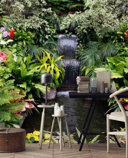 recurso de água e flores papel de parede