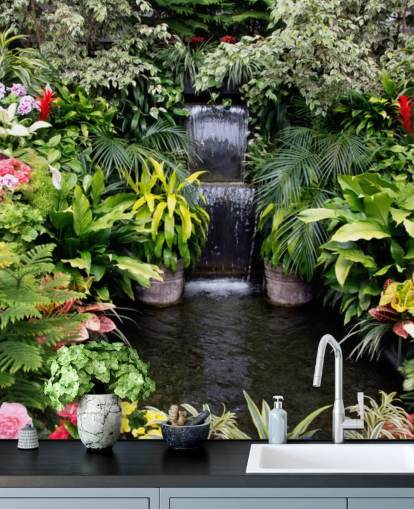 carta da parati giochi d'acqua e fiori