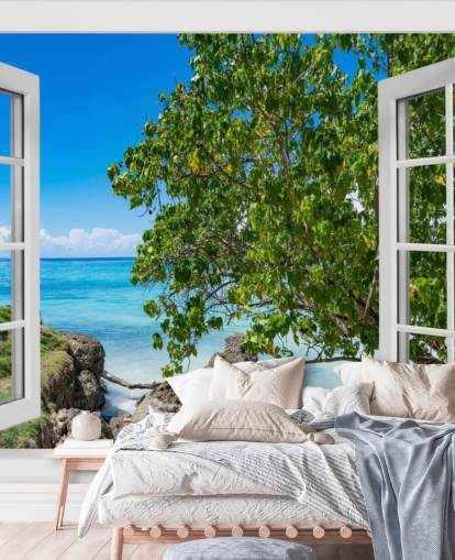 tropical beach view wallpaper called Tropical Vista for homes, offices and businesses