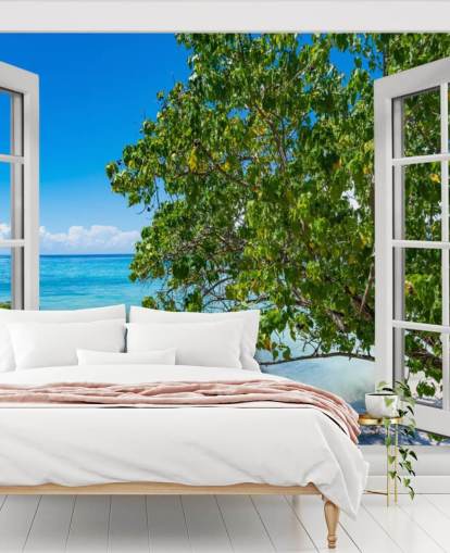 papel de parede com vista para a praia tropical chamado Tropical Vista para residências, escritórios e empresas papel de parede com vista para a praia tropical chamado Tropical Vista para residências, escritórios e empresas