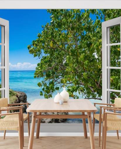 tropical beach view wallpaper called Tropical Vista for homes, offices and businesses tropical beach view wallpaper called Tropical Vista for homes, offices and businesses